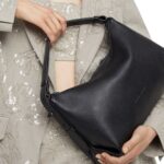 BRUNELLO CUCINELLI TEXTURE CALFSKIN HOBO BAG WITH MONILI