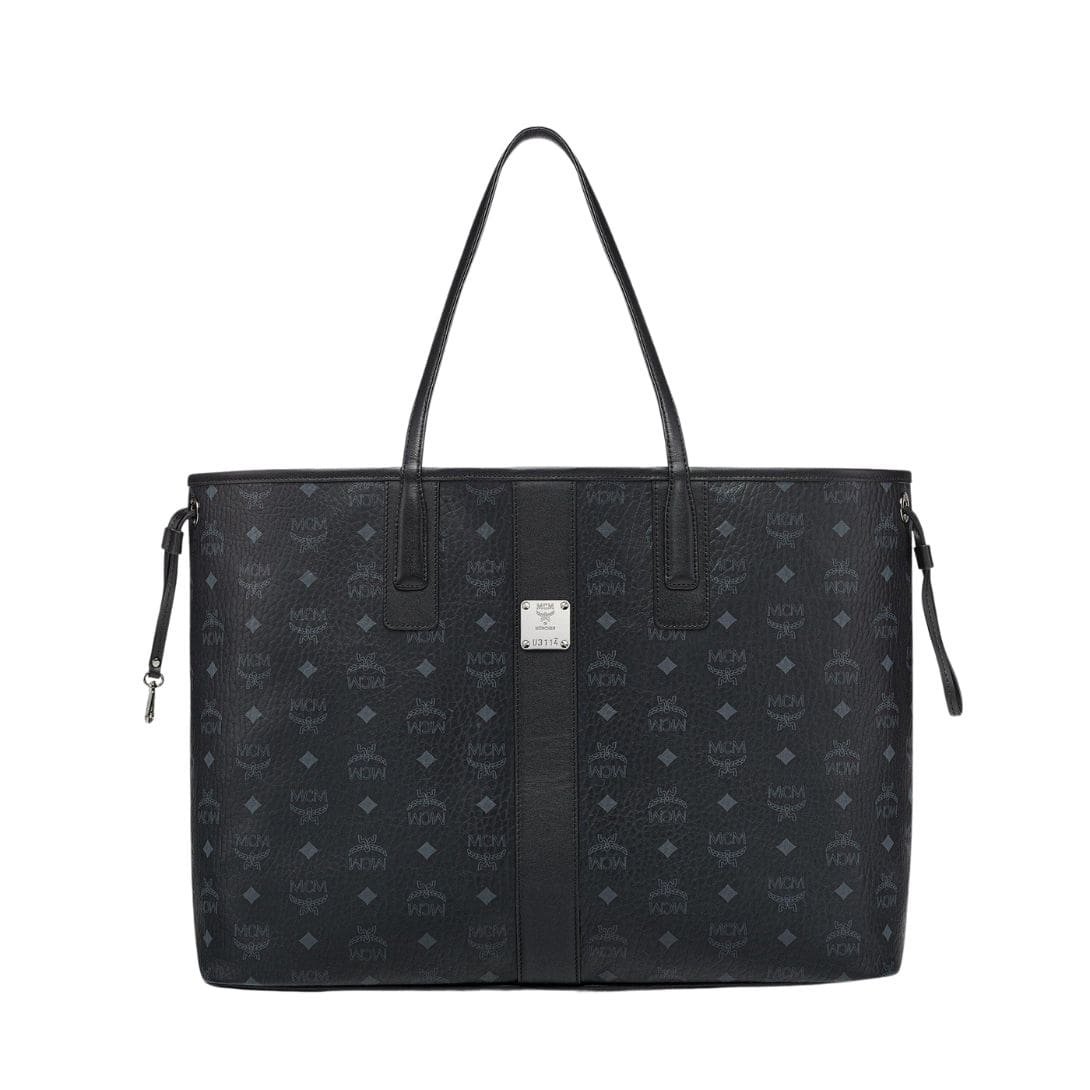 MCM LARGE REVERSIBLE LIZ SHOPPER IN VISETOS BLACK