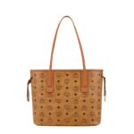 MCM SMALL REVERSIBLE LIZ SHOPPER IN VISETOS COGNAC