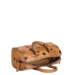 MCM SMALL AREN BOSTON BAG IN MAXI VISETOS COGNAC