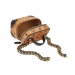 MCM X-MINI ROCKSTAR VANITY CASE IN GOLD STUDDED VISETOS COGNAC