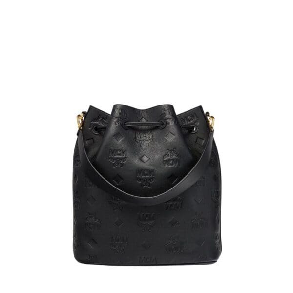 MCM LARGE DESSAU DRAWSTRING IN EMBOSSED MONOGRAM LEATHER BLACK