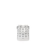 MCM MINI DESSAU DRAWSTRING BAG IN VISETOS WHITE