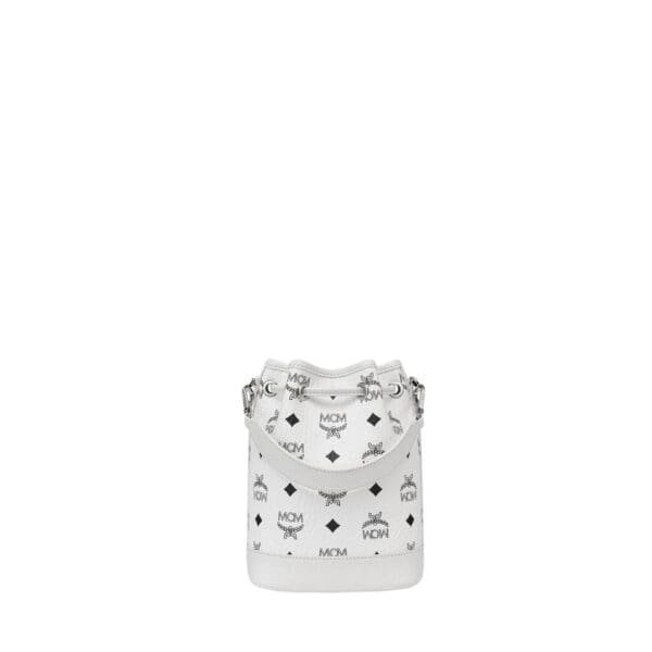 MCM MINI DESSAU DRAWSTRING BAG IN VISETOS WHITE