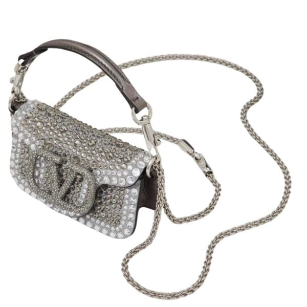 MICRO VALENTINO GARAVANI LOCÒ CHAIN BAG WITH RHINESTONES