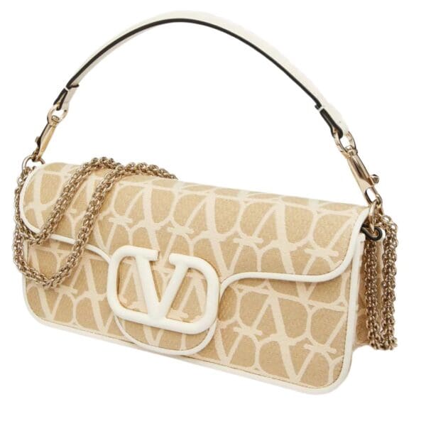 VALENTINO GARAVANI LOCÒ TOILE ICONOGRAPHE RAFFIA SHOULDER BAG