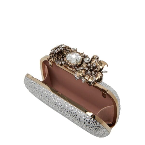 ALEXANDER MCQUEEN WOMEN'S FLOWER KNUCKLE CLUTCH IN SILVER - Image 4