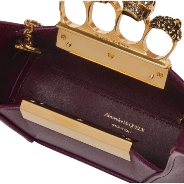 ALEXANDER MCQUEEN WOMENS THE JEWELLED HOBO MINI BAG IN BURGUNDY - Image 4