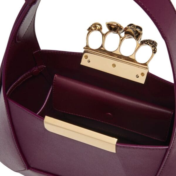 ALEXANDER MCQUEEN WOMENS THE JEWELLED HOBO BAG IN BURGUNDY - Image 4