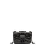 MCM MINI TRAVIA QUILTED SHOULDER BAG IN CRUSHED LEATHER BLACK