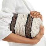 BRUNELLO CUCINELLI RAFFIA-EFFECT KNIT STRIPED BAG