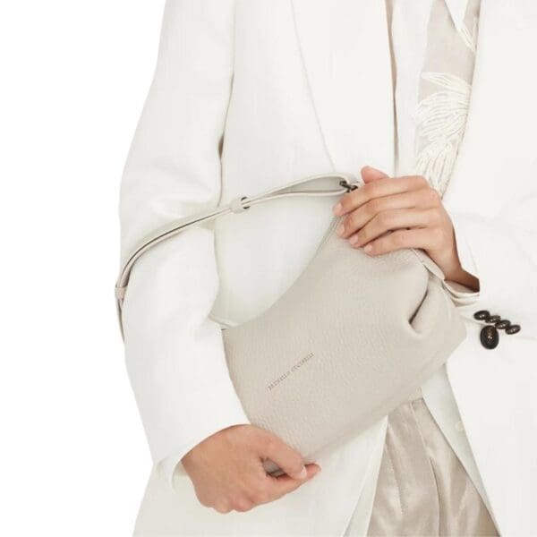 BRUNELLO CUCINELLI TEXTURE CALFSKIN HOBO BAG WITH MONILI - Image 3