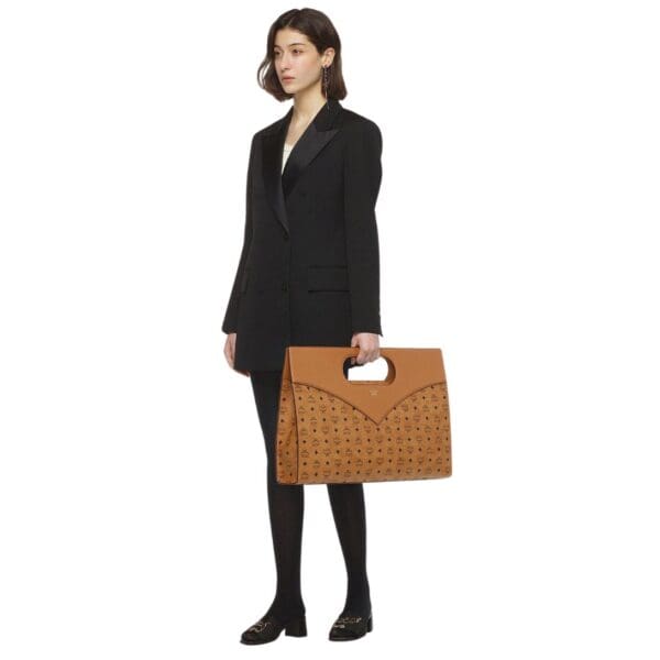 MCM Diamond Tote in Visetos Leather Mix COGNAC