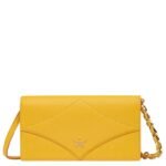 MCM Large Diamond Chain Wallet in Spanish Calf Leather Yellow|Old Gold