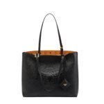 MCM MEDIUM HIMMEL SHOPPER IN EMBOSSED LOGO LEATHER BLACK
