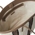 BRUNELLO CUCINELLI RAFFIA-EFFECT KNIT STRIPED SHOPPER BAG