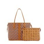 MCM MEDIUM REVERSIBLE LIZ SHOPPER IN VISETOS COGNAC