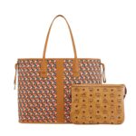 MCM LARGE REVERSIBLE LIZ SHOPPER IN VISETOS COGNAC