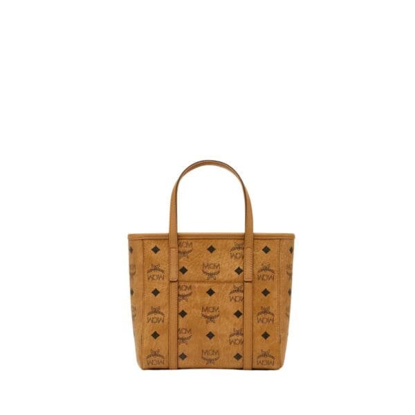 MCM MINI TONI TOP-ZIP SHOPPER IN VISETOS COGNAC