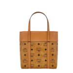 MCM MINI TONI TOP-ZIP SHOPPER IN VISETOS LEATHER MIX COGNAC