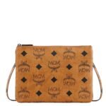 MCM MEDIUM AREN CROSSBODY POUCH IN MAXI VISETOS COGNAC