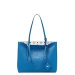 MCM MEDIUM HIMMEL SHOPPER IN EMBOSSED LOGO LEATHER BLUE