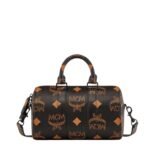 MCM SMALL AREN BOSTON BAG IN MAXI VISETOS BLACK