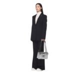 MCM SMALL TRAVIA QUILTED SHOULDER BAG IN CRASH CALF LEATHER SILVER