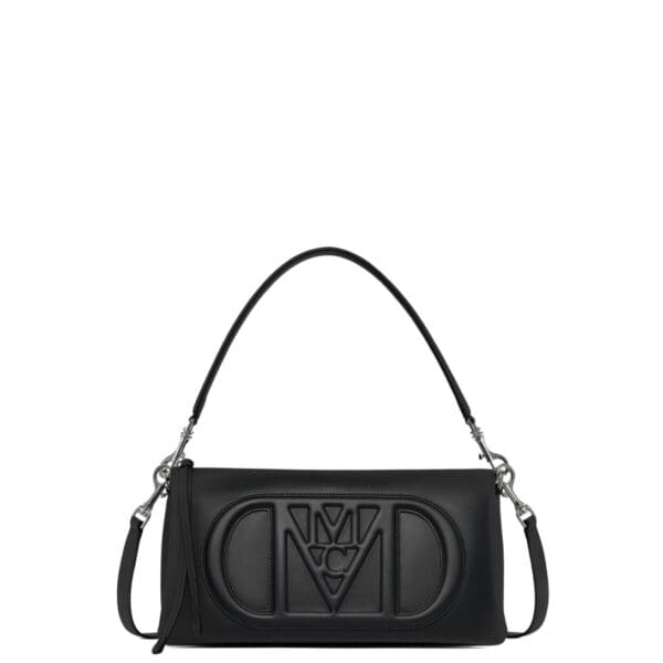 MCM SMALL MODE TRAVIA SHOULDER BAG IN SPANISH CALF LEATHER BLACK