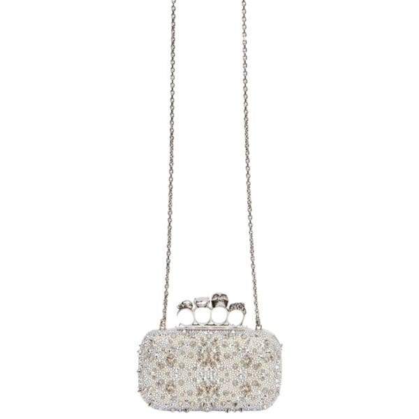 Alexander McQueen Women's knuckle clutch in white.