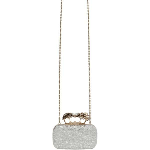 ALEXANDER MCQUEEN WOMEN'S FLOWER KNUCKLE CLUTCH IN SILVER - Image 5
