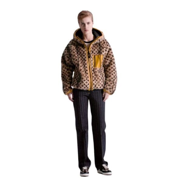 LOUIS VUITON LEATHER TRIM MONOGRAM MINK JACKET