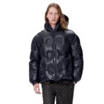 LOUIS VUITTON MONOGRAM LEATHER HOODED DOWN JACKET
