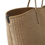 BRUNELLO CUCINELLI TECHNO COTTON RAFFIA SHOPPER BAG WITH MONILI