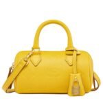 MCM Small Ella Boston Bag in Maxi Monogram Leather Yellow|Old Gold