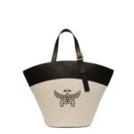 MCM LARGE HIMMEL TOTE IN CANVAS LEATHER MIX BLACK