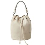 BRUNELLO CUCINELLI CALFSKIN BUCKET BAG WITH PRECIOUS BRAIDED HANDLE