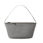 BRUNELLO CUCINELLI TECHNO COTTON RAFFIA BAG WITH SHINY ZIPPER PULL