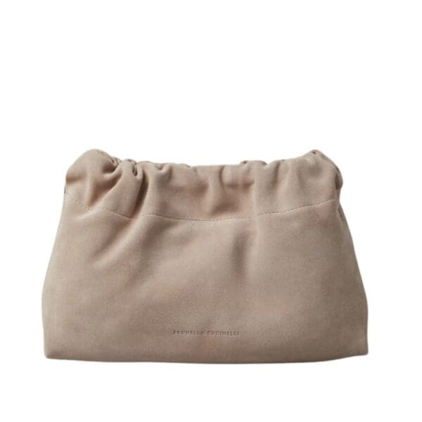 BRUNELLO CUCINELLI SUEDE SOFT BAG WITH PRECIOUS CHAIN