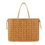MCM LARGE REVERSIBLE LIZ SHOPPER IN VISETOS COGNAC