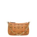 MCM MINI AREN SHOULDER BAG IN VISETOS COGNAC