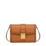 MCM SMALL TRACY SHOULDER BAG IN LEATHER VISETOS MIX COGNAC