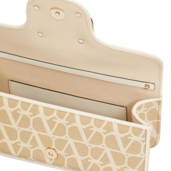 VALENTINO GARAVANI LOCÒ TOILE ICONOGRAPHE RAFFIA SHOULDER BAG