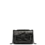MCM LARGE TRAVIA QUILTED SHOULDER BAG IN CRUSHED LEATHER BLACK