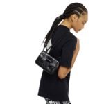 MCM MINI TRAVIA QUILTED SHOULDER BAG IN CRUSHED LEATHER BLACK