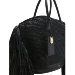Tote bag with cut-out and fringes
