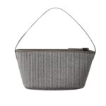 BRUNELLO CUCINELLI TECHNO COTTON RAFFIA BAG WITH SHINY ZIPPER PULL