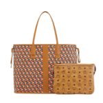 MCM LARGE REVERSIBLE LIZ SHOPPER IN VISETOS COGNAC