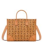 MCM LARGE MUNCHEN TOTE IN VISETOS COGNAC