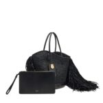 Tote bag with cut-out and fringes